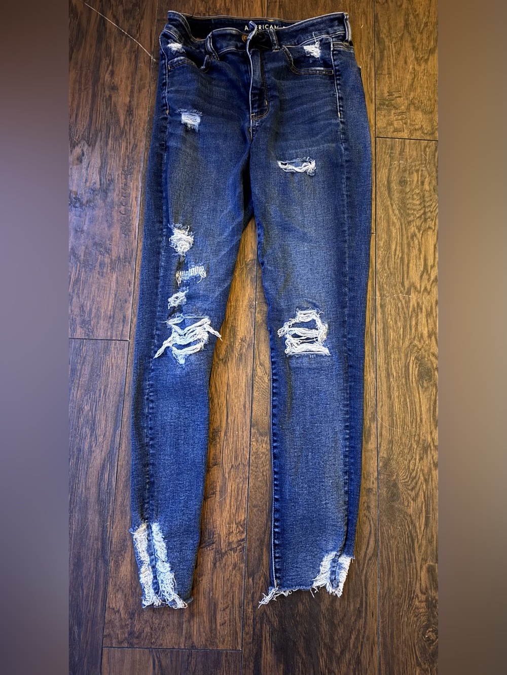 American Eagle Outfitters Distressed Dark Blue Skinny Jeans